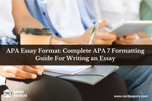 APA essay format featured image showing APA 7 formatting guide for writing essays with proper page layout and citations