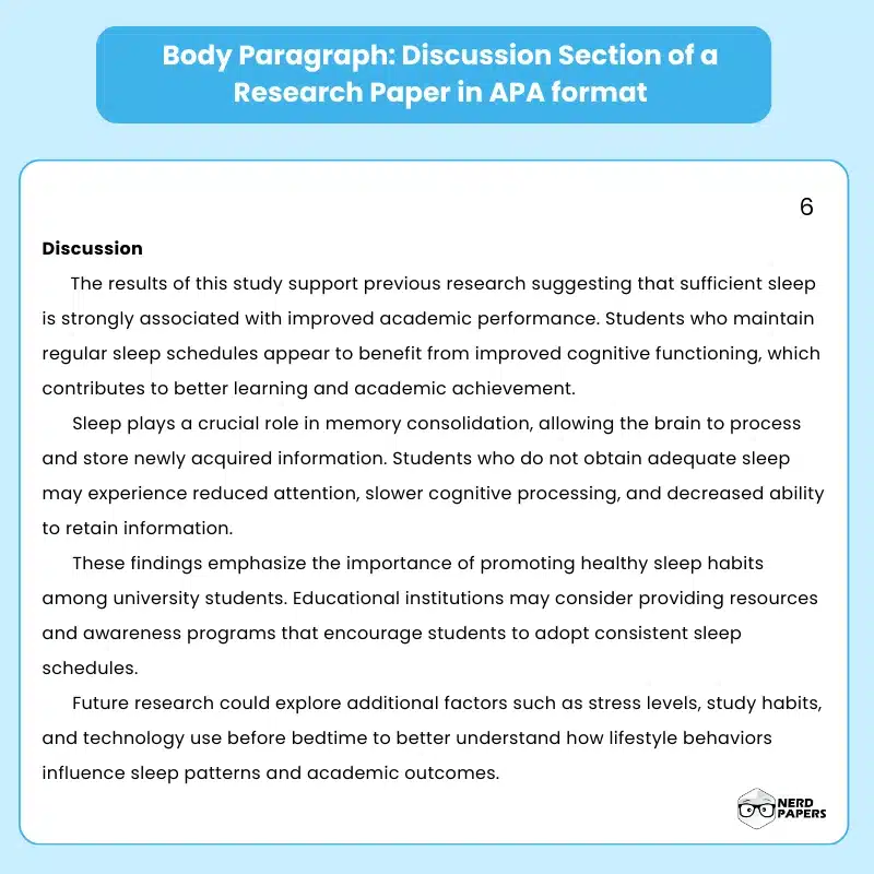 Discussion section of a research paper in APA format interpreting research findings