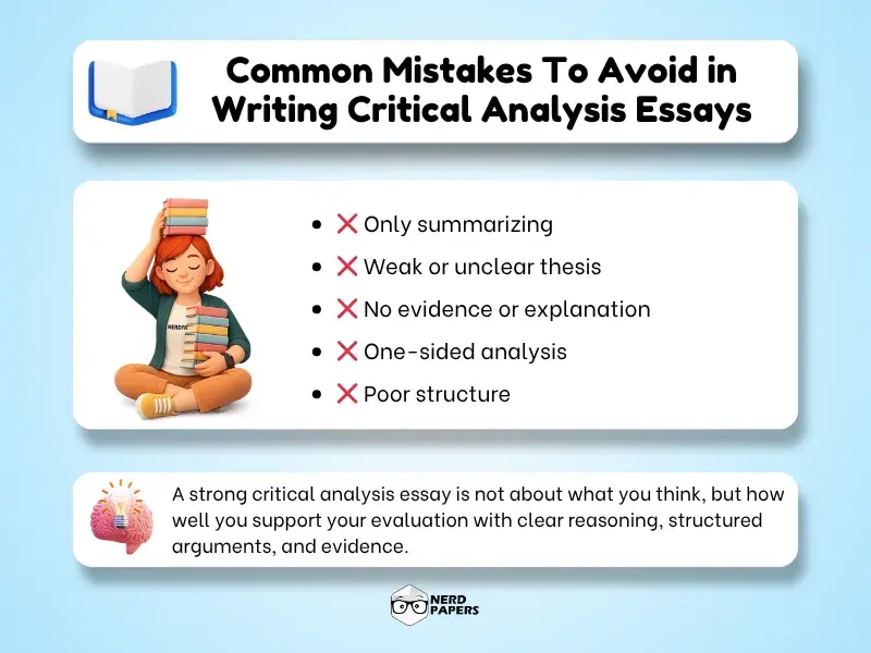 common mistakes in critical analysis essays including weak thesis and lack of evidence