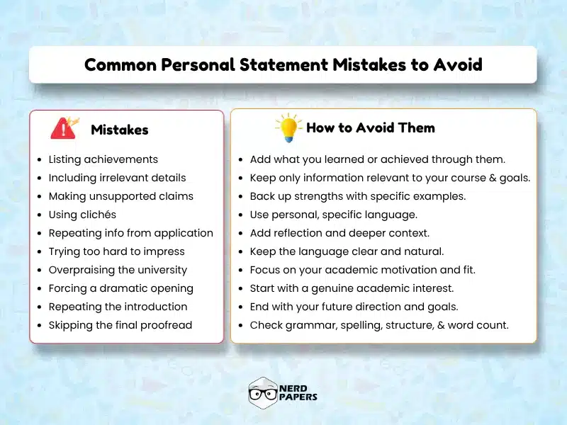Common personal statement mistakes to avoid and practical ways to improve your application