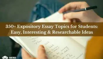 350+ expository essay topics infographic featuring easy, interesting, and researchable expository essay ideas for students across academic levels.
