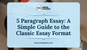 5 paragraph essay guide cover image with title and Nerdpapers logo