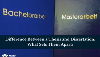 Difference between a thesis and dissertation illustrated with academic research books for bachelor’s and master’s work