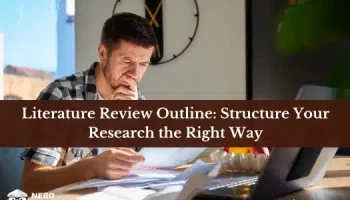 Student organizing research and sources while creating a literature review outline