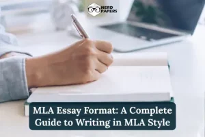 mla essay format guide with student writing paper in mla style