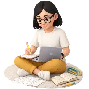 Student writing an assignment using laptop with books and notes for research support from the assignment writing service