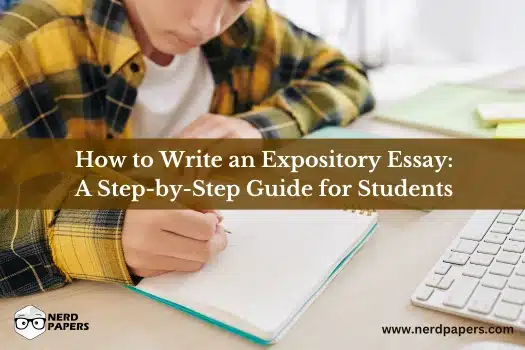 How to write an expository essay step-by-step guide infographic showing the essential writing process for creating a clear, well-structured, and informative expository essay.