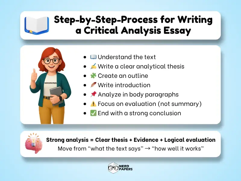 step by step process for writing a critical analysis essay with thesis outline and evaluation