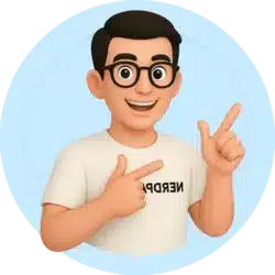 smiling student pointing to side