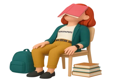 exhausted female student asleep with book over face