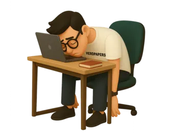 exhausted male student sleeping on laptop at desk